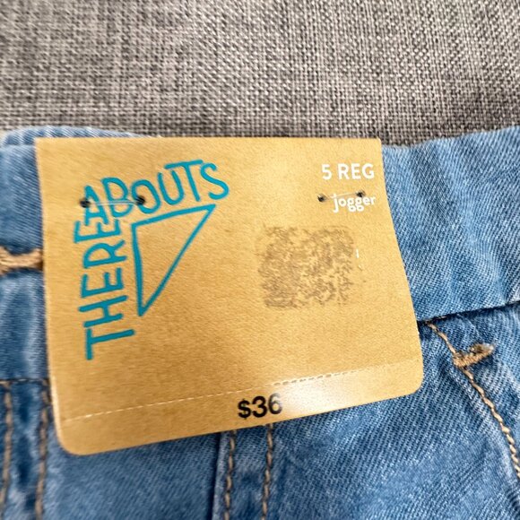 NEW! Thereabouts Boys Kids Denim Joggers Pants Light Wash 5 Reg $36 Cotton Blend - Picture 3 of 12